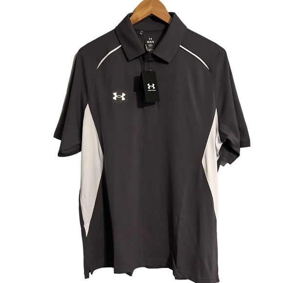 Under Armour Other - Under Armour Men’s Golf Title Polo Loose Grey/White Size Large NWT